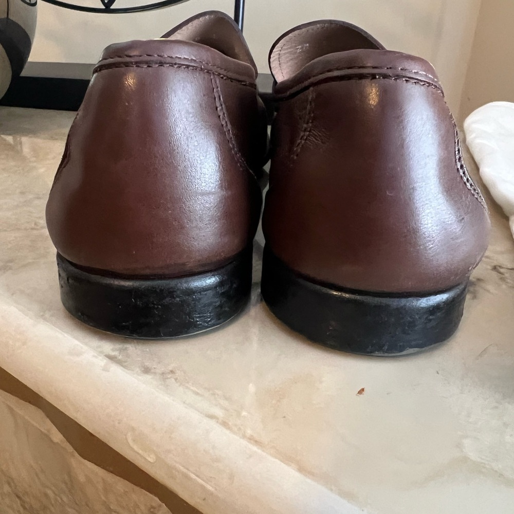 Salvatore Ferragamo Brown Leather Loafers with Silver Accents - Picture 2 of 8